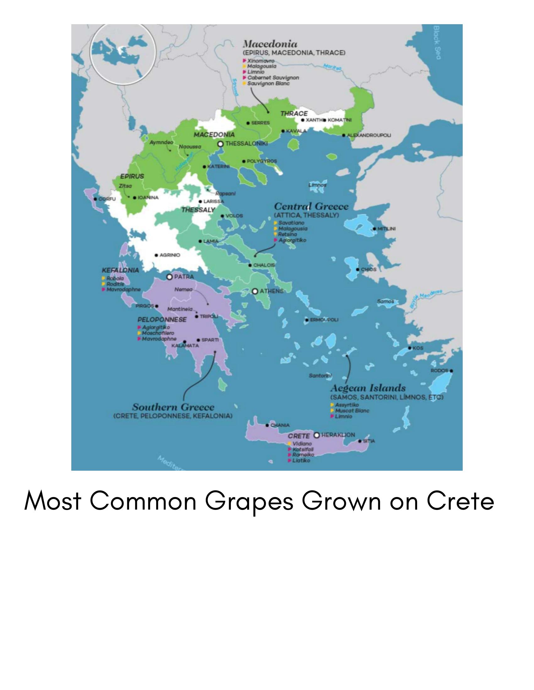 Slide introducing the most common grapes grown on Crete.
