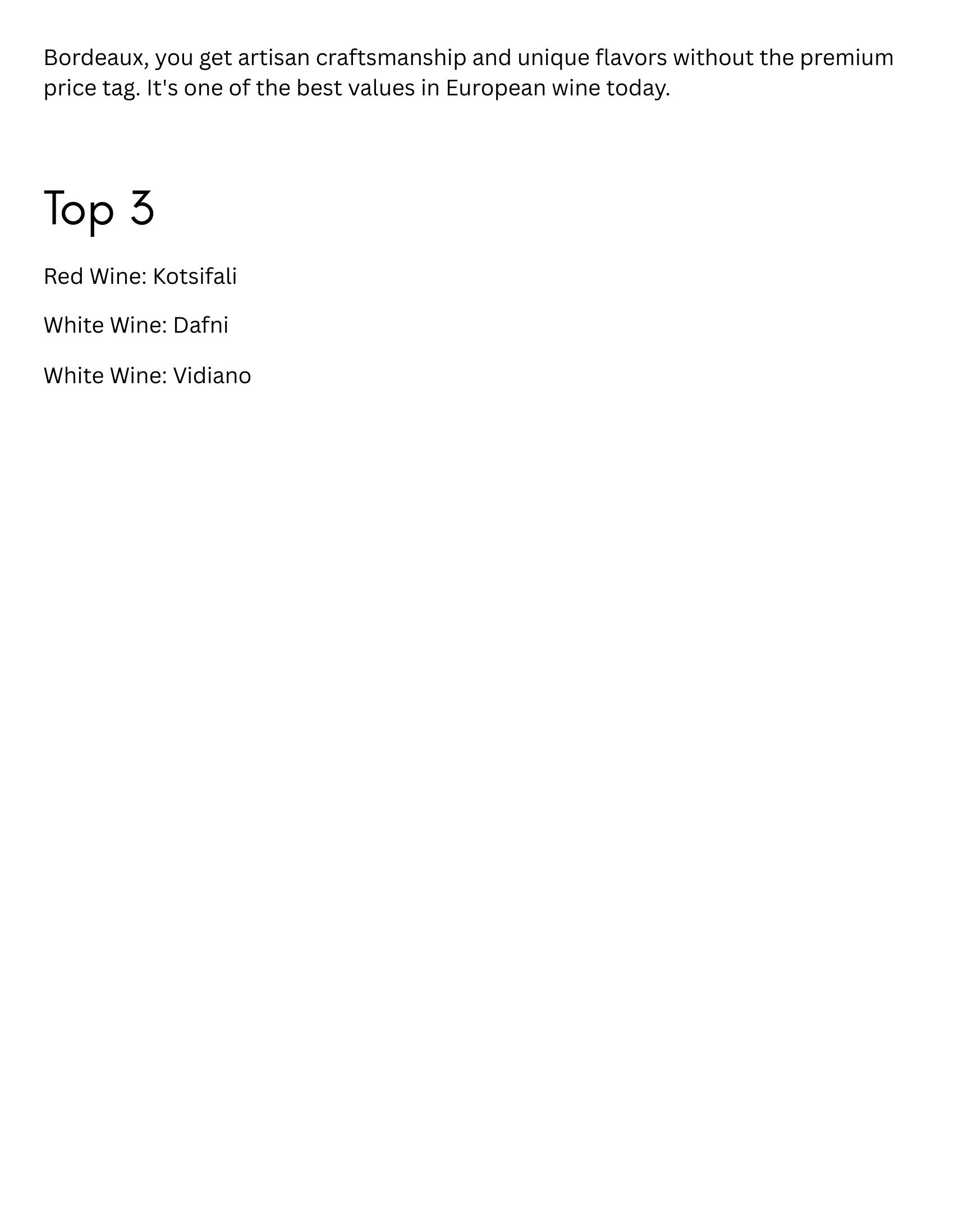 Slide on why Cretan wine offers great quality for the price.