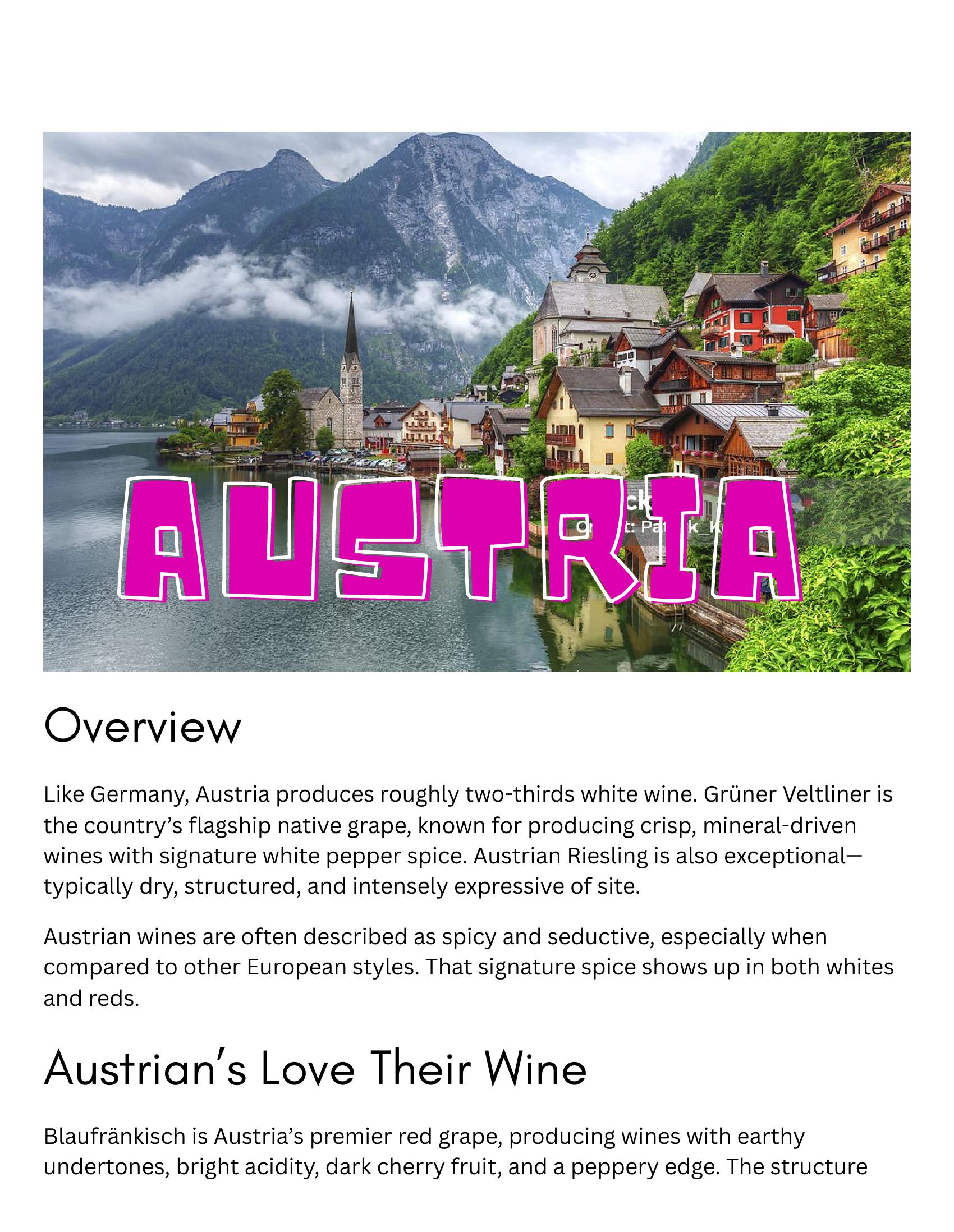 Title and overview slide for the Austria section.