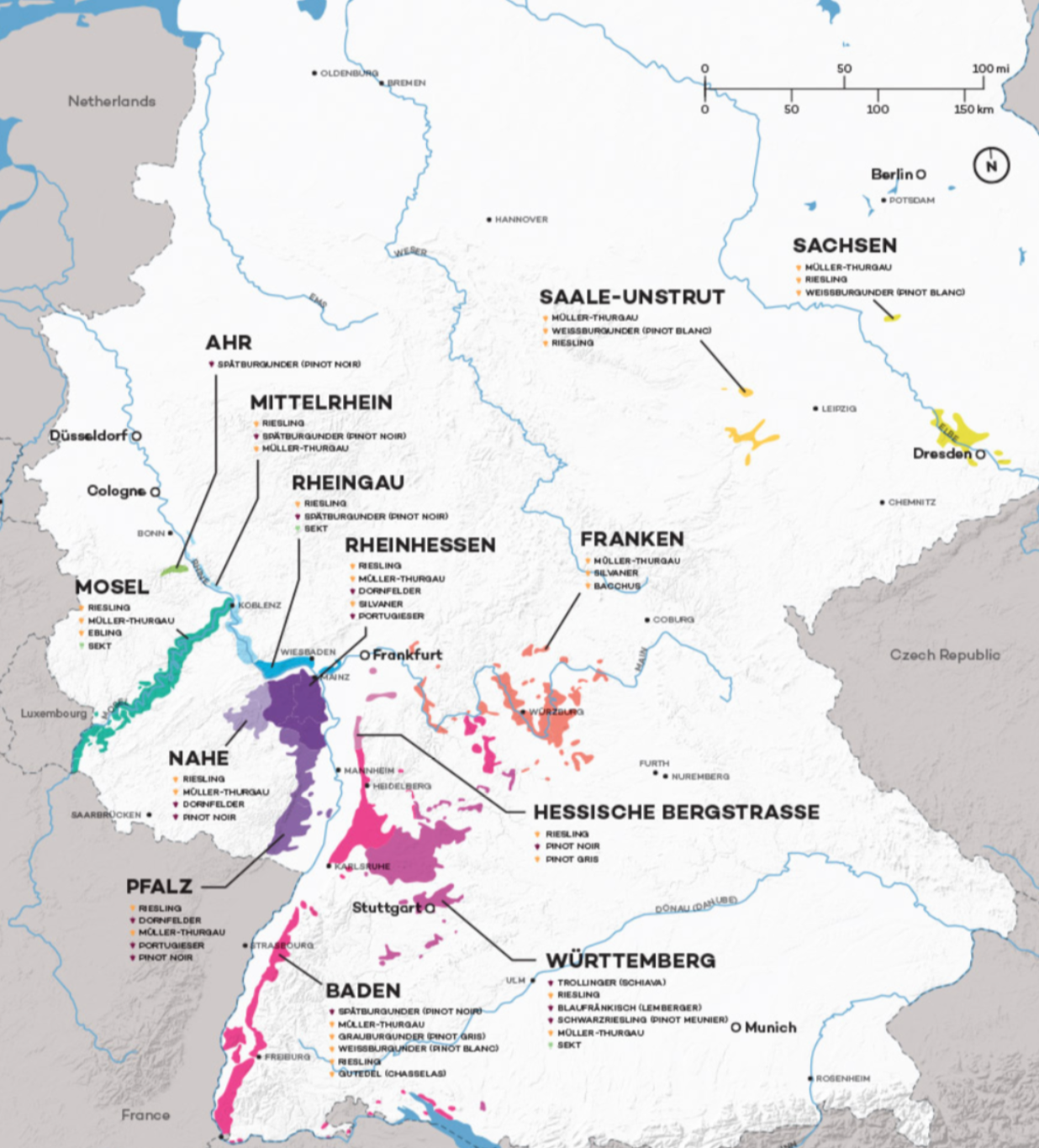 Map of German wine regions