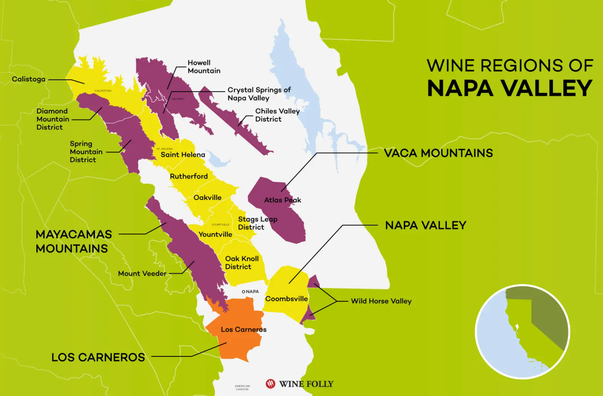 Map of Napa Valley sub-regions