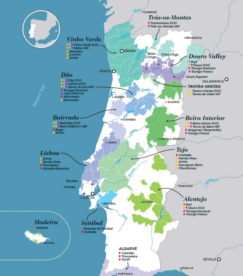Map of Portugal wine regions