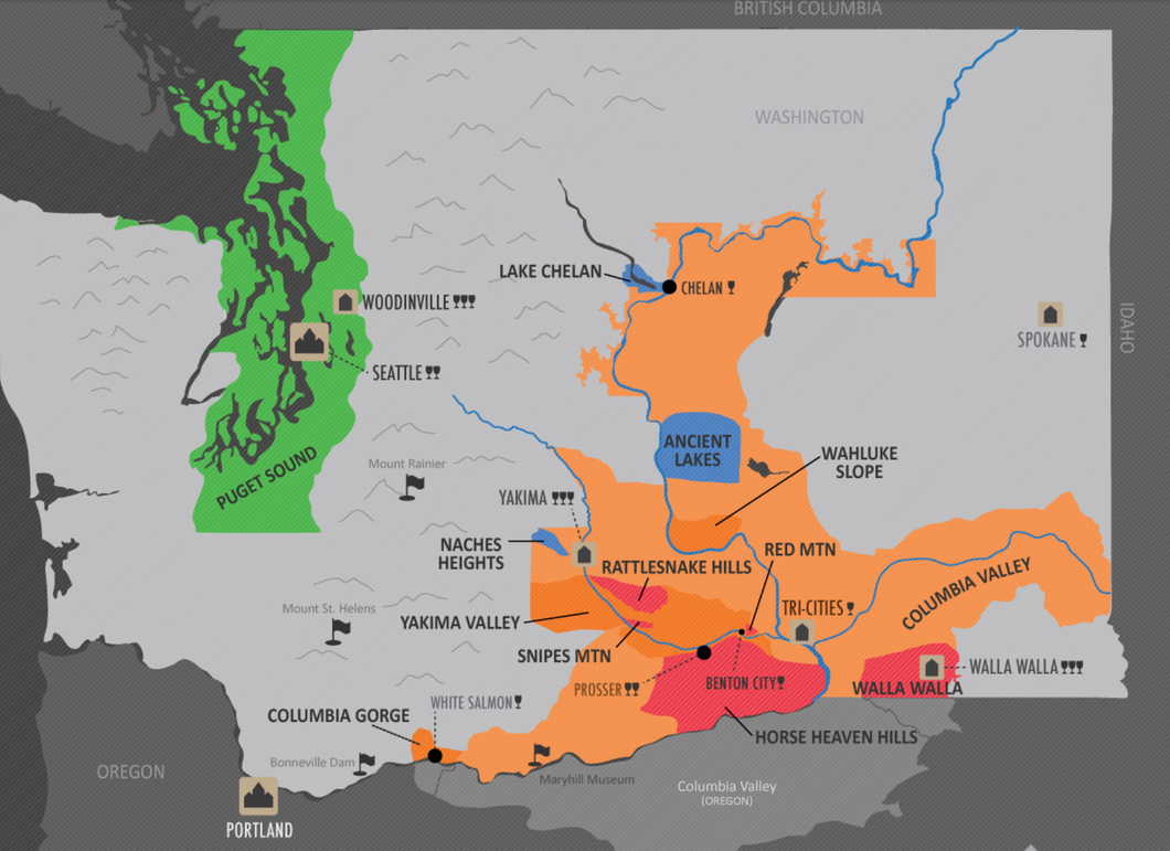 Map of Washington wine regions